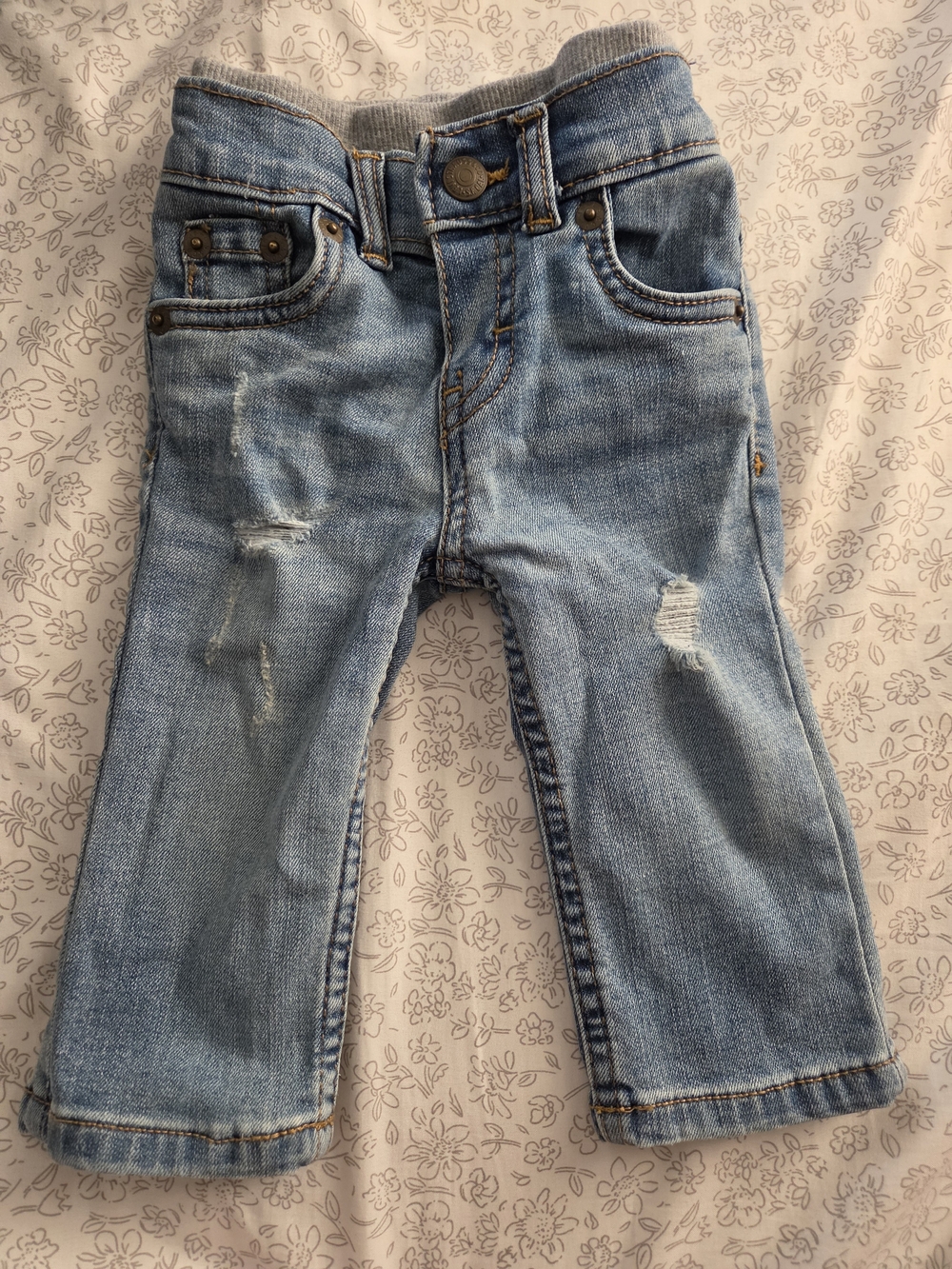 Levi's Light Blue Kids Distressed Denim Jeans Baby Girl Size 3 Months